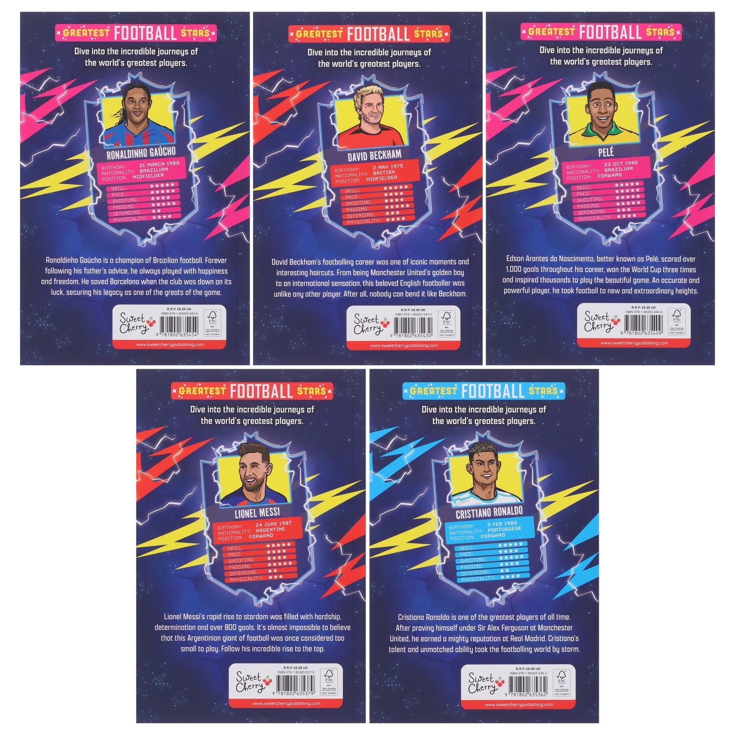 最偉大的足球明星系列：5 本書合集盒裝 - 適合 7-9 歲兒童 - 平裝