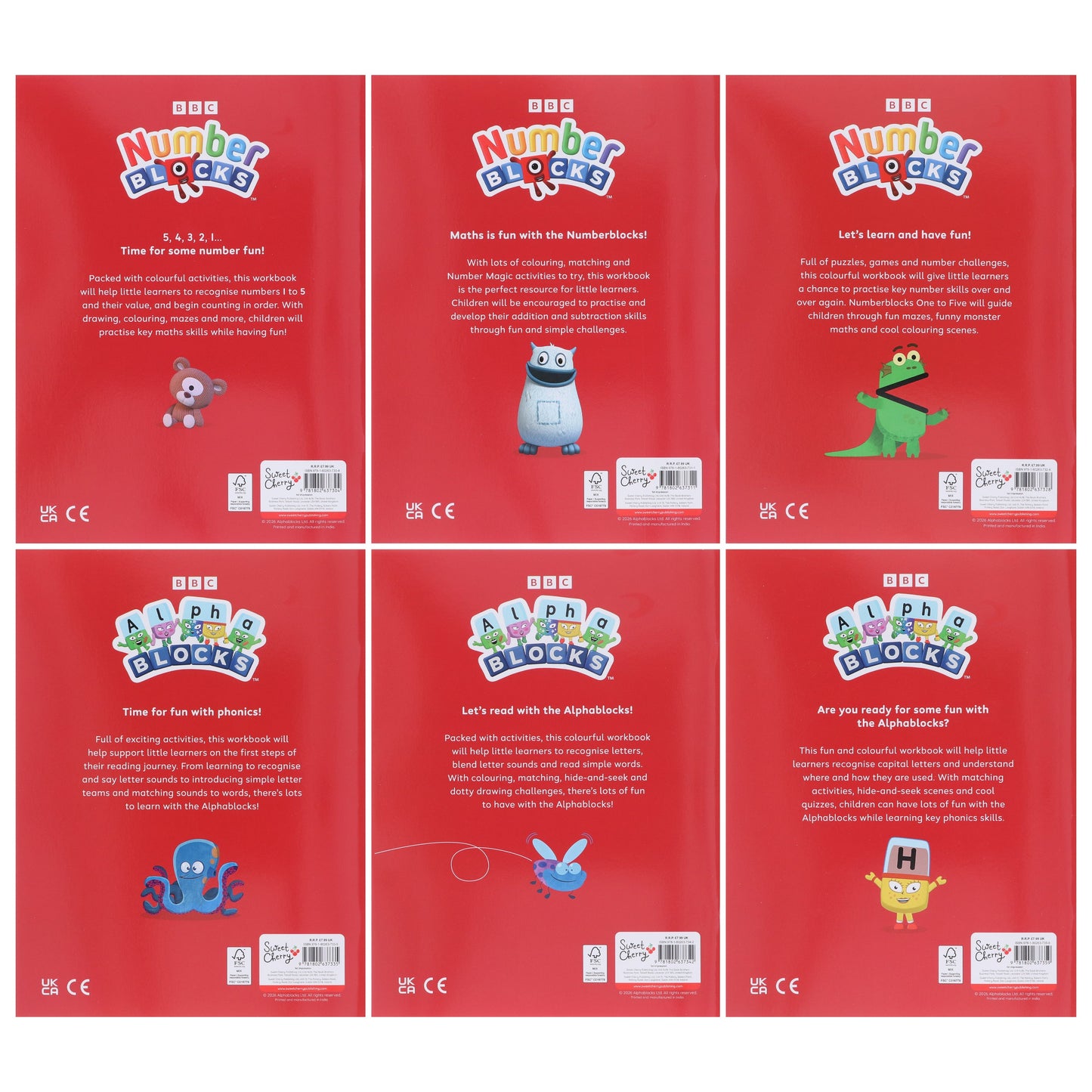 Numberblocks and Alphablocks Red Level 1 Collection 6 Workbooks Set With Fun Stickers - Ages 3-5 - Paperback