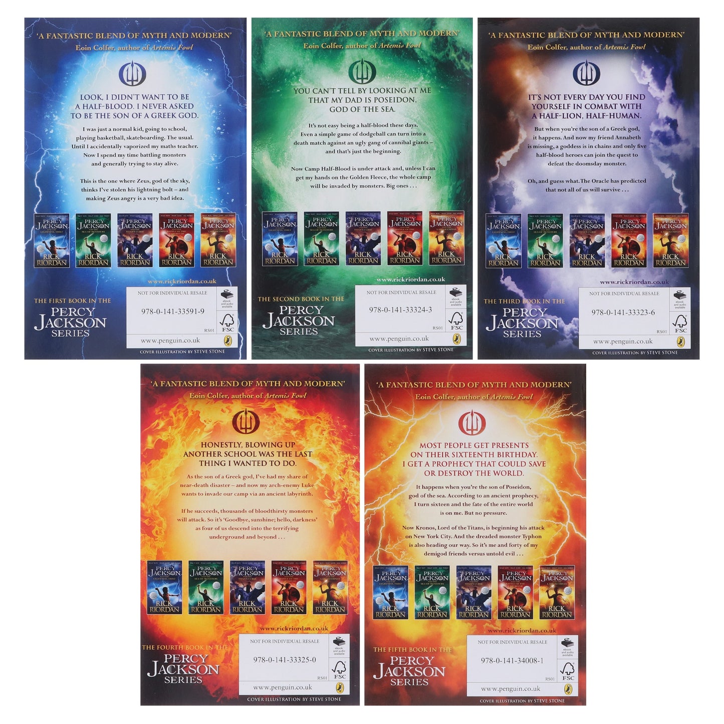 瑞克·萊爾頓 (Rick Riordan) 著《波西‧傑克森系列》5 本書合集盒裝 - 年齡 9-14 歲 - 平裝