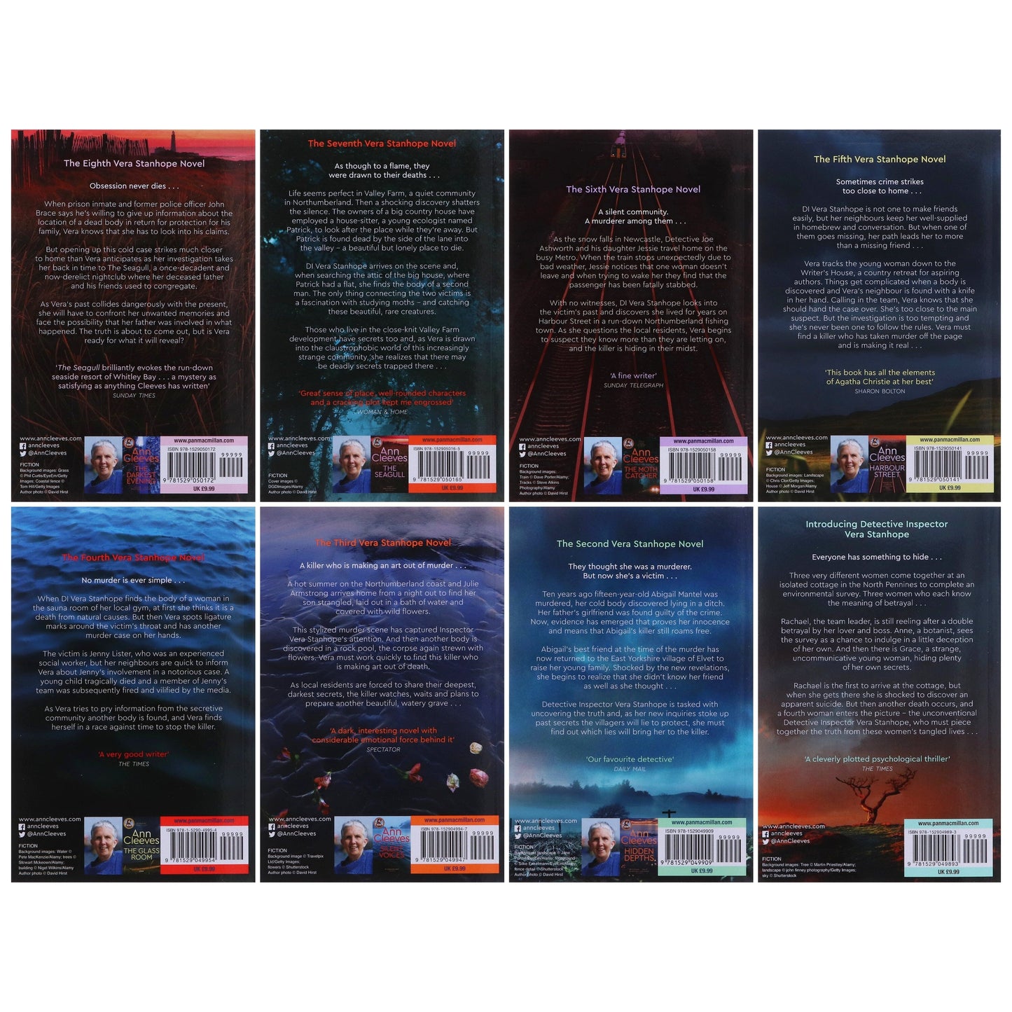 安·克利夫斯 (Ann Cleeves) 著《維拉·斯坦霍普》(Vera Stanhope) 8 冊套裝 - 小說 - 平裝本