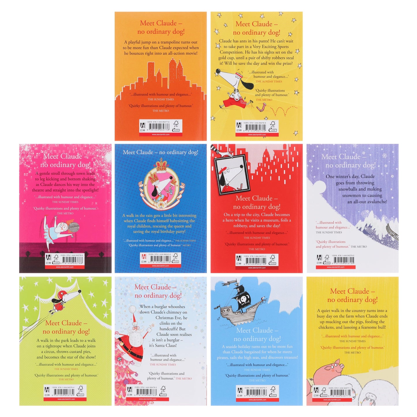Claude Complete Collection Rather Smashing Adventures by Alex T. Smith 10 Books Box Set - Ages 5-9 - Paperback