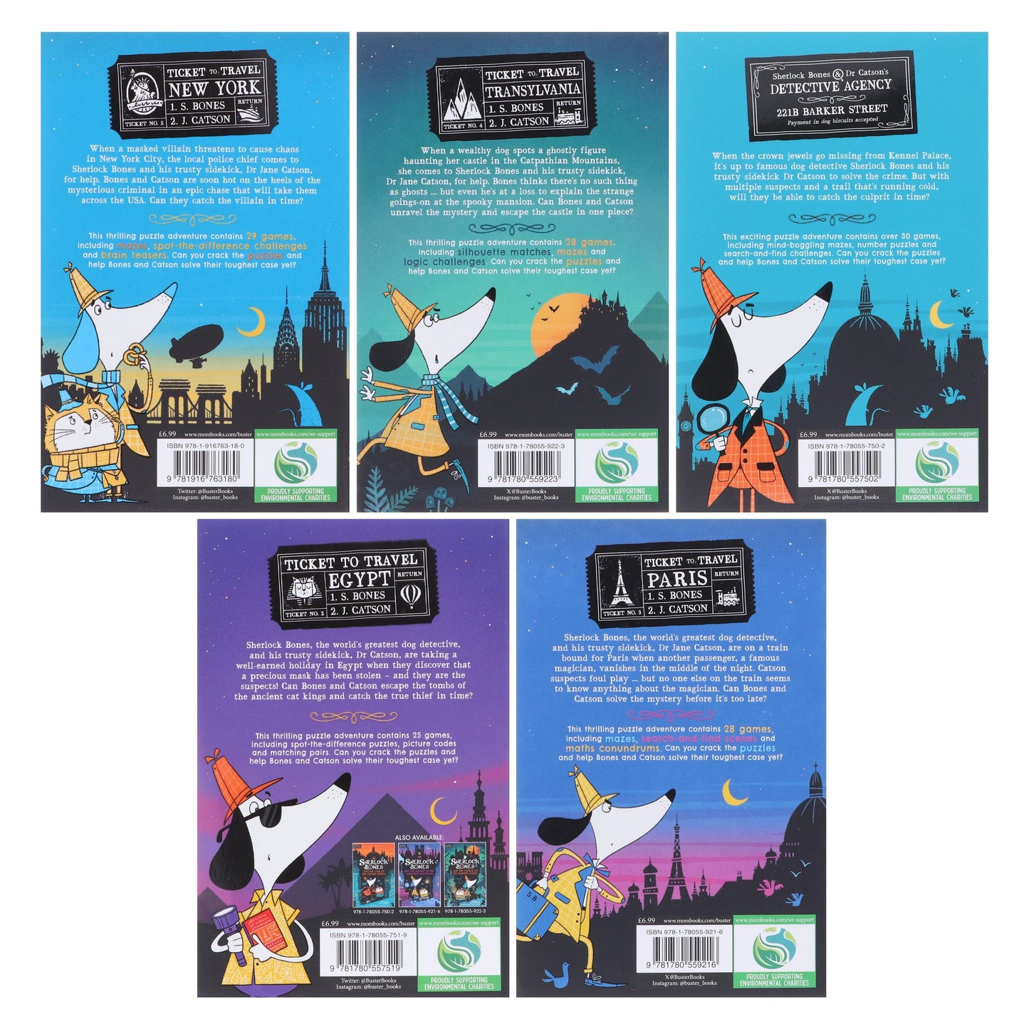 Sherlock Bones Puzzle Quest Series By Tim Collins Illustrated 5 Books Collection Set - Ages 7-9 - Paperback
