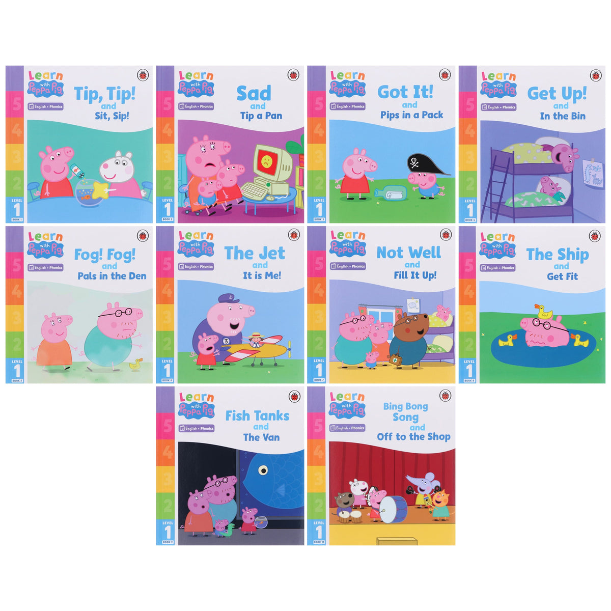Learn with Peppa Pig Phonics Level 1 Collection 10 Books Set - Ages 3+ - Paperback