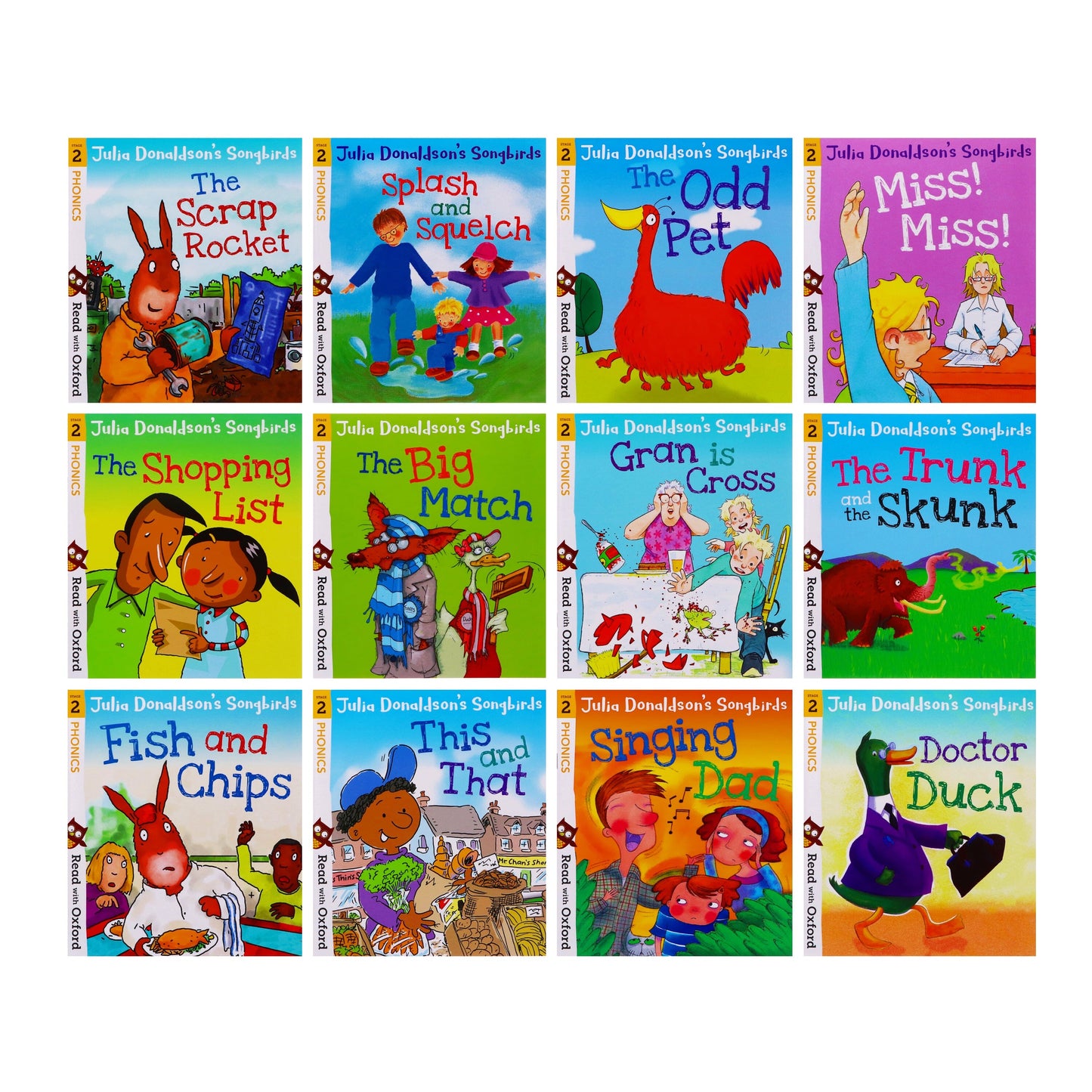 Julia Donaldson 的《Songbirds Phonics：牛津閱讀》1-4 階段 36 冊套裝 - 適合 0-5 歲兒童 - 平裝