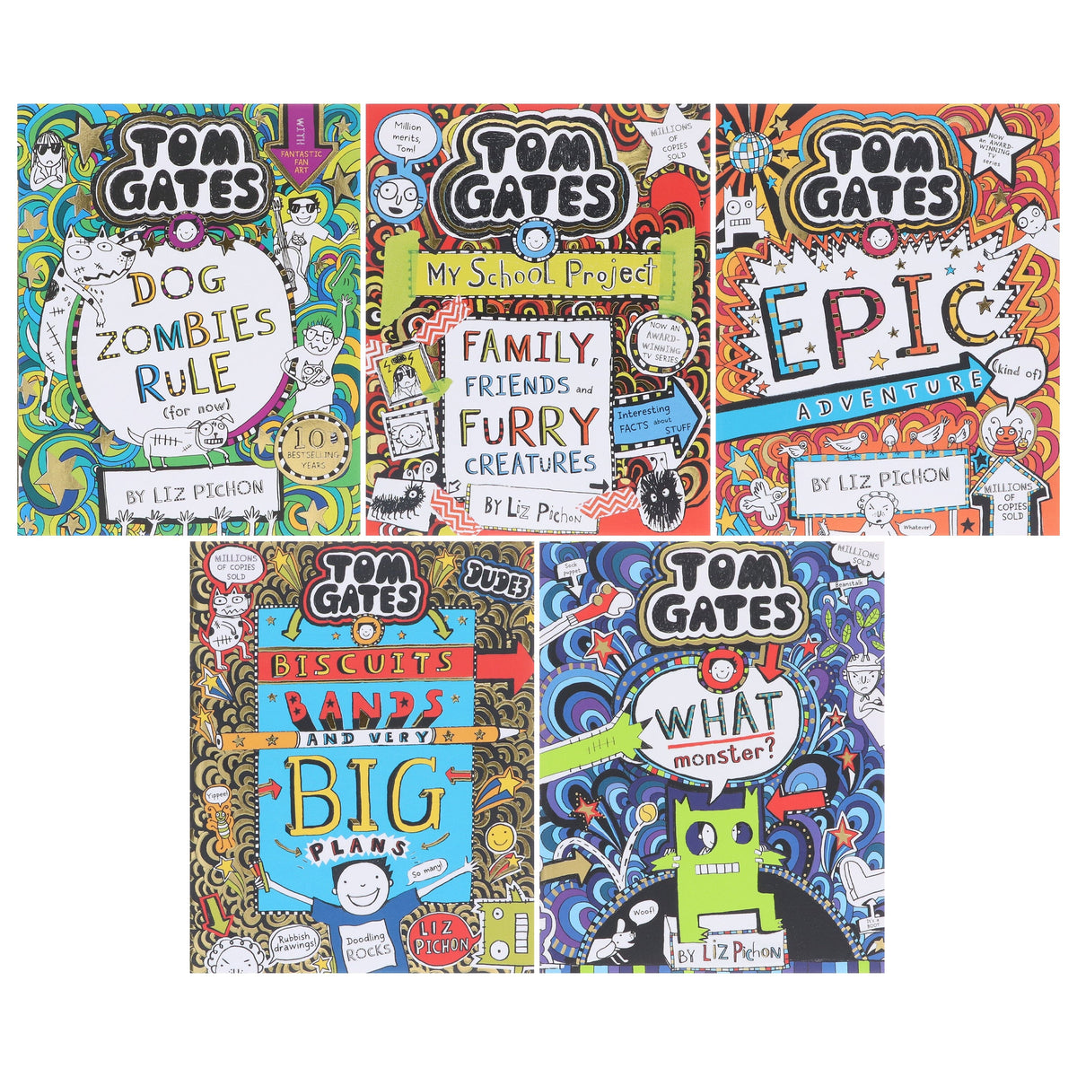 Tom Gates by Liz Pichon: Books 11-15 Collection Set - Ages 7-9 - Paperback