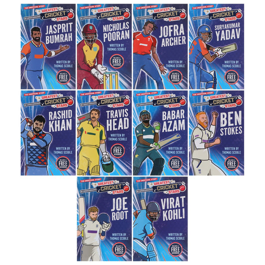 The Greatest Cricket Stars by Thomas Scoble 10 Books Collection Box Set (Includes Free Audiobooks)- Ages 7-9 - Paperback