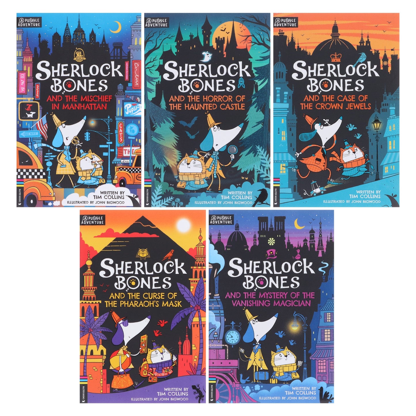 Sherlock Bones Puzzle Quest Series By Tim Collins Illustrated 5 Books Collection Set - Ages 7-9 - Paperback
