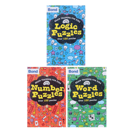 Bond Brain Training Puzzles for Kids Oxford 3 Books Collection Set - Age 7-9 - Paperback