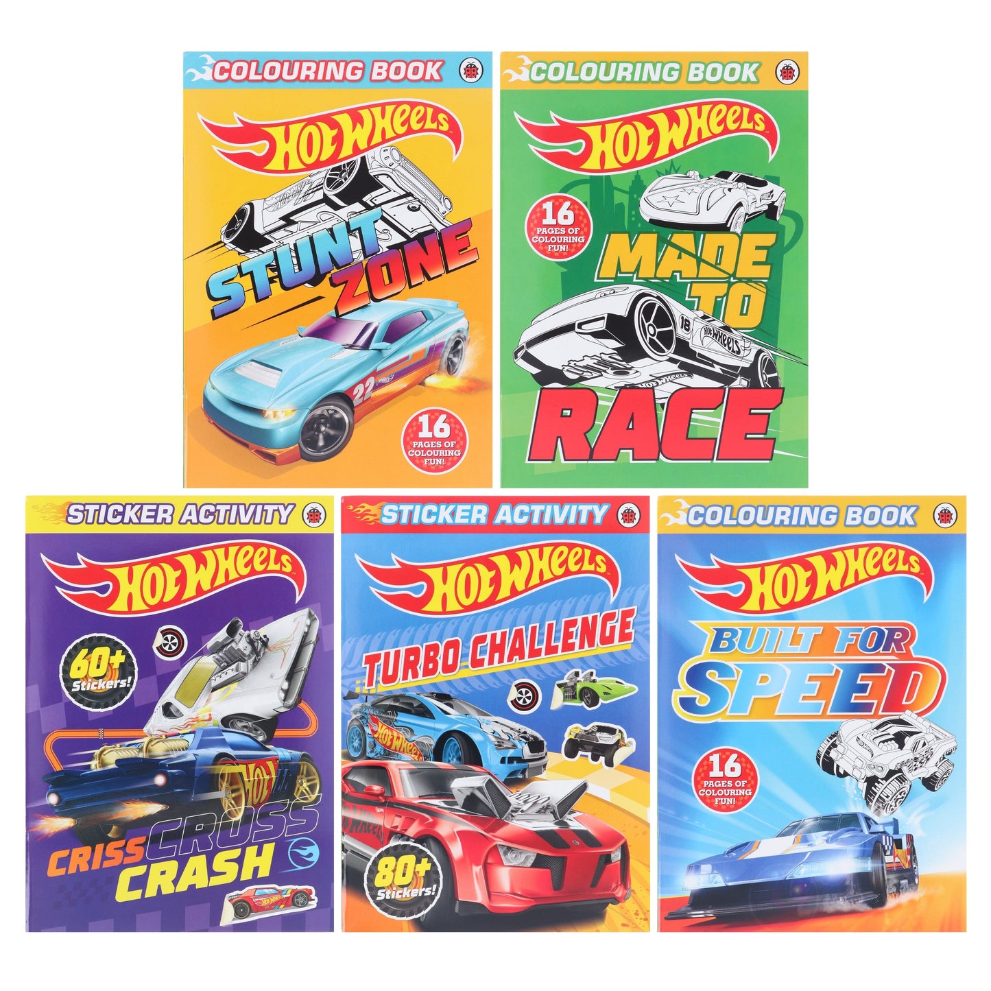 HotWheels 5 Sticker & Colouring Activity Books Set - Ages 3+ - Paperback