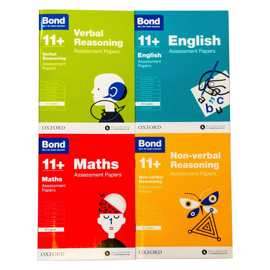 Bond 11+ Maths English Assessment Papers 6-7 years 4 Books -Paperback - Oxford 5-7 Oxford