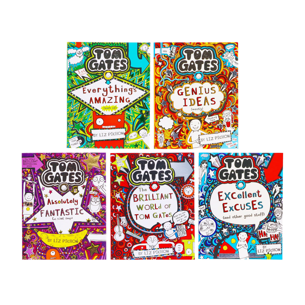 Tom Gates Series by Liz Pichon 1-5 Collection 5 Books Set - Ages 9-14 - Paperback