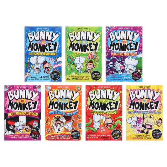 Bunny vs Monkey Series By Jamie Smart 7 Books Collection Set - Ages 7-9 - Paperback Graphic Novels David Fickling Books
