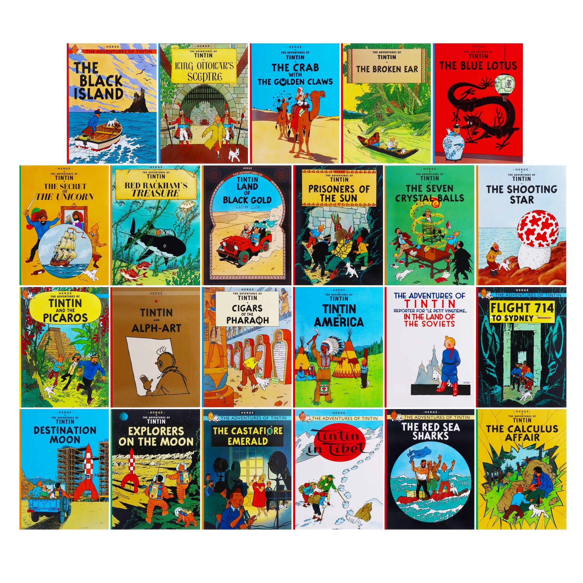 The Adventures of Tintin by Hergé: 90th Anniversary 23 Books Box Set - Ages 7+ - Paperback 7-9 Egmont Publishing