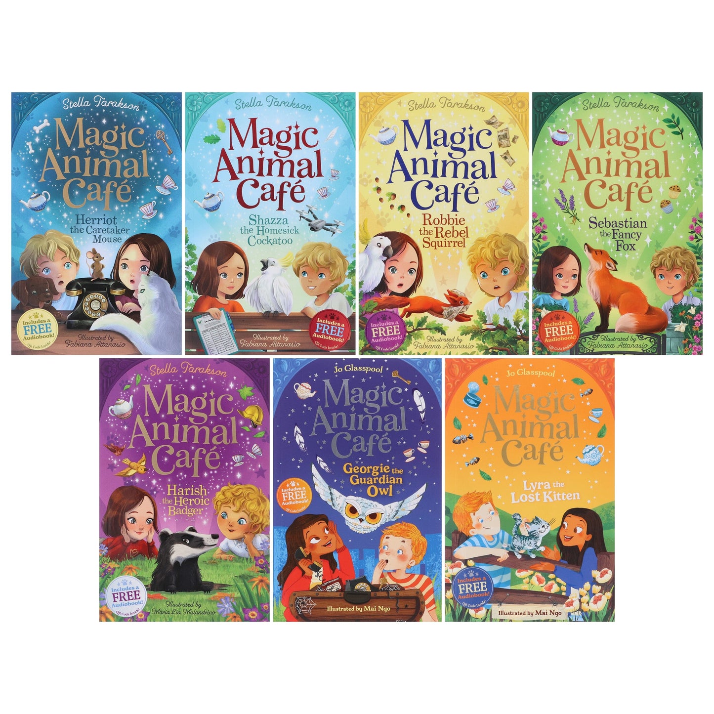 Magic Animal Cafe Series by Stella Tarakson & Jo Glasspool 7 Books Collection Set (Includes a Free Audiobooks!) - Ages 7-9 - Paperback