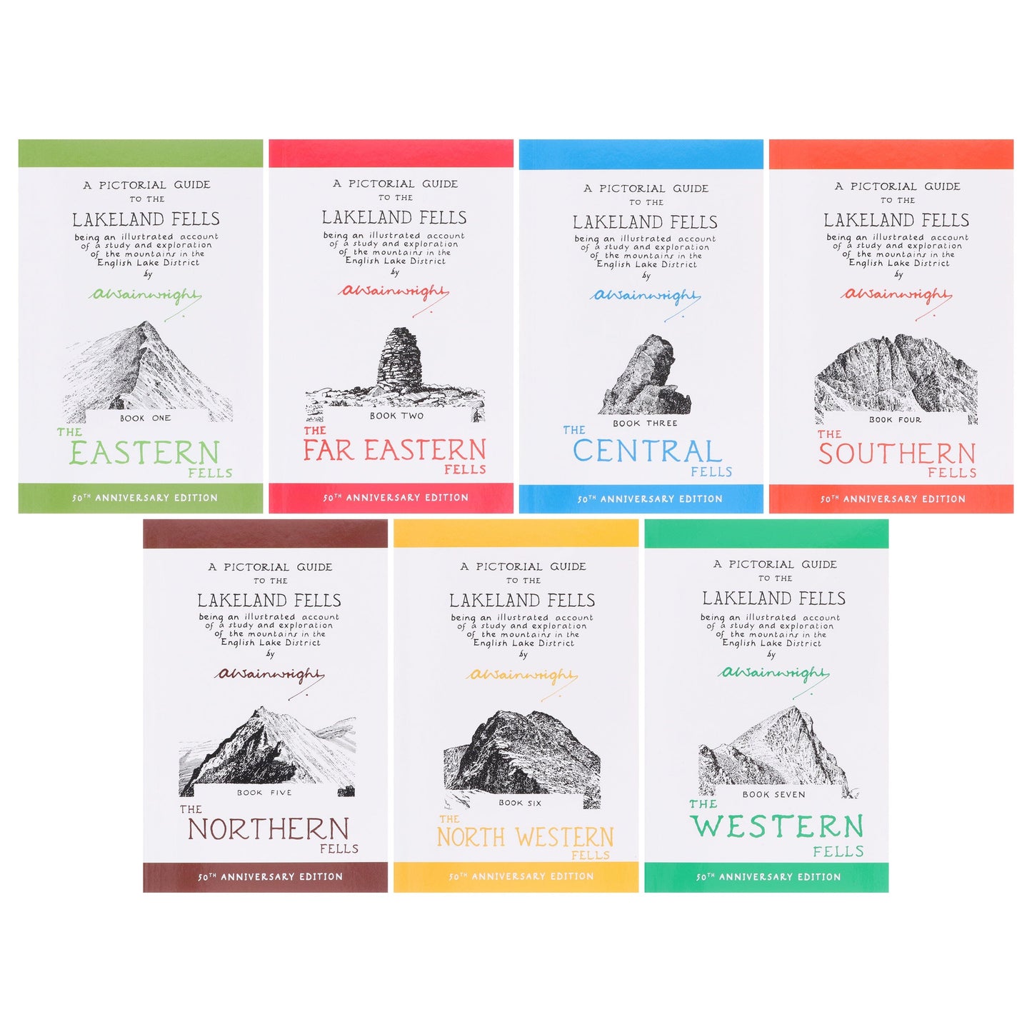 The Pictorial Guides to the Lakeland Fells by Alfred Wainwright: 50th Anniversary Edition 7 Books Box Set - Non-Fiction - Paperback