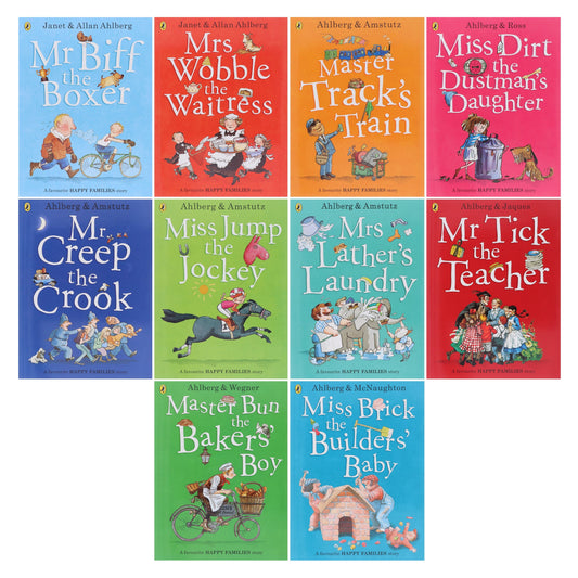 Happy Families Series by Allan Ahlberg & Others Illustrated 10 Books Collection Set - Ages 5-7 - Paperback