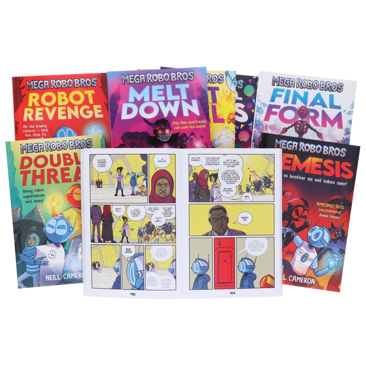Mega Robo Bros Series by Neill Cameron Graphic Novels 8 Books Collection Set - Ages 9-12 - Paperback