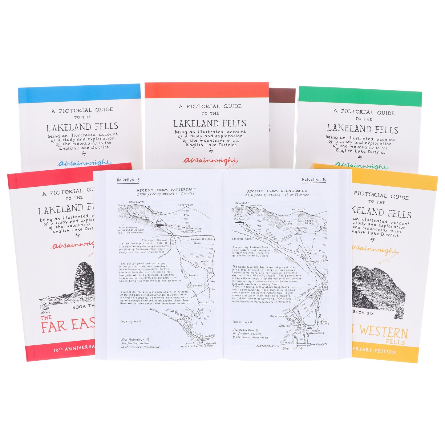 The Pictorial Guides to the Lakeland Fells by Alfred Wainwright: 50th Anniversary Edition 7 Books Box Set - Non-Fiction - Paperback