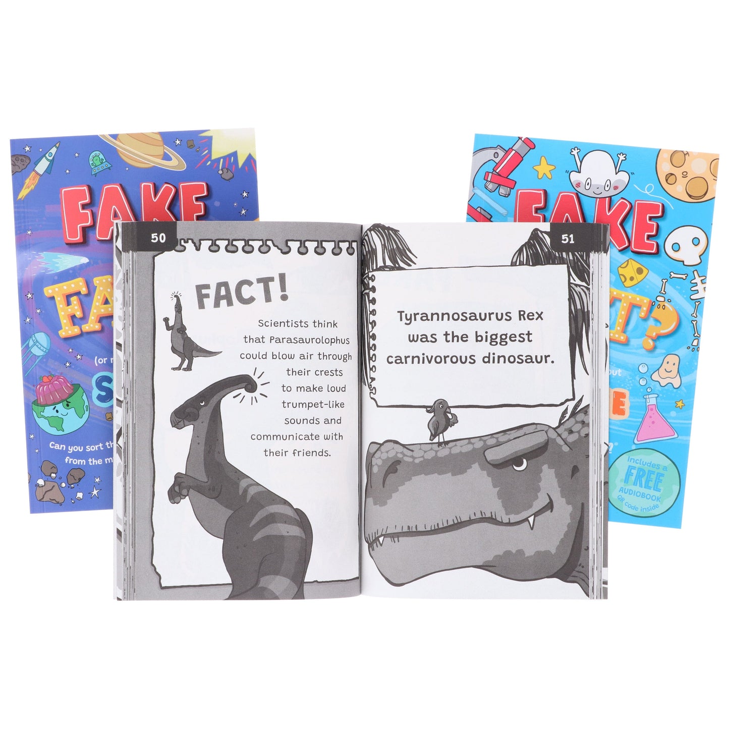 Fake or Fact? Series About (Dinosaurs, Space & Science) Illustrated 3 Books Collection Set (Includes a Free Audiobook!) - Ages 7-9 - Paperback