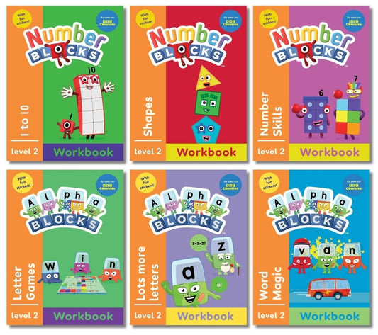 Numberblocks and Alphablocks (Orange: Level 2) Collection 6 Workbooks Set With Fun Stickers - Ages 3-5 - Paperback