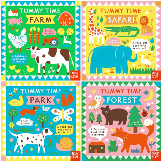 Tummy Time Series by Louise Lockhart 4 Books Collection Set - Ages 0-5 - Board Book (A Fold-out Book with a mirror!)